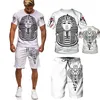 Męskie Dresy 2021 Moda Digital Print Koszulka z krótkim rękawem Set Beach Pharaoh Spodenki Codzienne T dwuczęściowy