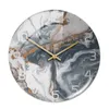 壁時計アクリル大理石のブラックホワイトパターン接着時計の金属針の静かなメカニズムモダンなリビングルーム