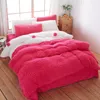 Sängkläder sätter långt hår päls sammet mjuk vinteruppsättning kashmir troende varm fleece täcke kudde säng sängkläder