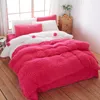 Conjuntos de ropa de cama Conjunto de invierno suave de terciopelo de piel de pelo largo Cashmere Thinken Warm Fleece Edredón Funda de almohada Cama Cubierta de ropa de cama