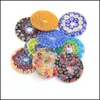 Charms Jewelry Findings & Components Natural Stone Pendant Round Coloured Glaze Big Hole Beads Colorf Safety Buckle For Diy Bracelet Necklac