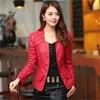 Höst läderjacka Kvinnor Slim Patchwork Plus Storlek 4XL Red Coat Woman Punk Moto Bikers Casaco Feminino 210525