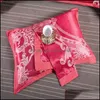 Tillbehör Textileri Hem Gardenluxury Silk Cotton Jacquard 4PCS sängkläder 100% bomull Broderad Duvet Er Bed Sheet Pillowcase Red Wedding Set