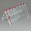 Retail Levert Plastic Acrylic Naam Kaart Teken Display Houder Stands Promotie Papier Label op Tabel Countertop V Type 10PCS