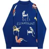 2022G Autumn Womens Sweater Winter Korean Plus Size Fashion Pullover Knitted Baggy Oversized Animal Embroidery Tops Sweater