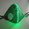 7 Färg Smart-enheter Fast eller blinkande Optisk Fiber Light Up LED Face Mask med andningsventil Filter för Party DJ Bar Props Fluorescerande