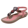 Nationale windsandalen Damesreisstrand Boheemse retro platte schoenen met kralen Casual elastische riem Damessandalen 35-42