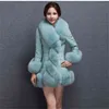 Faux fur coat women winter Korean long-sleeve collar S-3XL plus size white purple black slim fashion faux LR292 210531