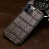 Äkta riktiga krokodilbagelskinnfodral för iPhone 14 Pro Max 13 12 11 XS XR X Retro Alligator Cover