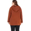 Women's O neck collar solid Orange color long sleeve coat women loose pullover plus size winter female coat 2293 50 210528