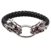 Bangle Fashion Domineering Design Leather Weaving Chinese Dragon Bracelet Men's Rock Party Locomotive Jewelry