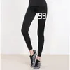 Leggings das Mulheres Autumn Fitness Cintura alta Elastic 77/97/90/99 Número Carta Imprimir Mulheres Workout Legging Calças Calças