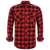 Men's Plaid Flannel Shirt Spring Autumn Male Regular Fit Casual Long-Sleeved Shirts For (USA SIZE S M L XL 2XL) 210705