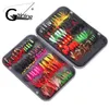 Fly Fishing Flies Kit 100pcs 20 Colors Lures Bass Salmon Trouts Dry/Wet Feather Bait Tackle 211222
