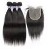 Human hair bundles with closure 200gset straight body wave Jerry curly Brazilian hair extension 44 closure with T part lace8699031
