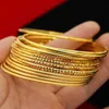 1pcs Pure Gold Color Bracelet for Women Wedding Engagement Jewelry Pulseras Mujer Sand Gold Bangles Femme Birthday Party Gifts Q0717