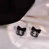 Stud 2021 Fashion Simple Design Joker Sweet Black Bowknot Women Earrings Geometric Square Earring Jewelry Birthday Gift