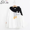 HSA Autumn Fashion Women Kawaii Cute Hoodies Rabbit Cartoon Sweatshirt with Hat Korean Style Long Sleeve Tracksuit kpop 201203