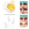 Sotto gli occhi Patch antirughe Massaggiatore viso RF Maschera per occhi dorati Cura Micro corrente Riduce il gonfiore 60 pezzi US Stock