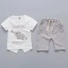 Vestiti del neonato Estate Marchio di abbigliamento infantile Elefante T-shirt a maniche corte Top Pantaloni a righe Bambini Bebes Tute da jogging G1023