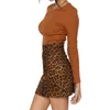 Skirts Women's Suede Sexy Mini Skirt Leopard Print High Waist Back Zipper Jupe Female Fahion A- Line Bodycon Wrap Hip Club PartySkirts