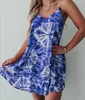 Womens Plus Size Strappy Dresses Sleeveless Flora Printed Tops Cami Swing Dress Loose Mini Casual S-5XL