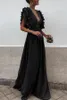 Casual Jurken Zomer Vintage Maxi Ruffles Jurk voor Vrouwen 2021 Prom Avond Party Femme Elegante Sexy V-hals Robe Butterfly Sleeves