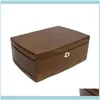 Embalagem JewelryLux￺rio de j￳ias de madeira Organizador da caixa Caixa de armazenamento retro de estilo europeu Exibi￧￣o com trava para presentes de anivers￡rio de casamento bolsa