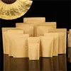 100pcs/lot Aluminum Foil Kraft Paper Bags Stand Up Pouch Package Reusable Sealing Bag for Food Tea Snack Packing