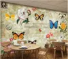 Customized photo wallpaper 3d murals wallpapers European retro pastoral flower butterfly restaurant bar TV background wall papers home decor