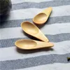 500pcs Cute Melon seed shape Drop-shaped Handmade Mini Wood Tea Scoops Kung Fu Tea Spoon Black Green Tea Shovel Gift