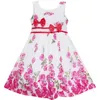 Mädchen Kleid Floral Fliege Party Disfraz Elegante Ärmellose Casual Ballkleid Sommer Prinzessin Hochzeit Einhorn Vintage Karneval 210303