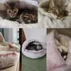 猫ベッド家具丸いベッドハウス猫のための長いぬいぐるみ落ち着きペット