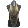 Luxe kostuums mode glanzende sexy buik goud zilver kleur full chain body chain bh ketting kwast taille sieraden