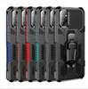 Ny chockproof Armor Vehicle Magnetic Case med stativ för Samsung A20 A51 S21 Back Cover Skyddsväska till iPhone 12 6 7 8 Plus