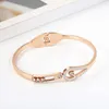 New Arrival 316 Stainless Steel Rose Gold Bracelet for Women Crystals Bangle Best Gift Fashion Jewelry Q0717