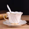 Tazze da caffè riutilizzabili in osso d'oro dipinte a mano Tazze da caffè europee pomeridiane Tè nero Tazza da caffè di fascia alta Tasse Cafe Set di stoviglie