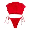Trajes de una pieza Beachwear Up Cintura Swimwear Pieces Dos bikini de altura Bikini Traje de baño Traje de baño Tankinis Set