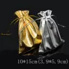 10pcs/torba tkaniny worki 9x12 Srebrny złoto kolor sznurka biżuterii ślubne torby na prezent torebki