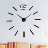 Luxe discret Décoration de la maison circulaire Couloir stickers muraux effet miroir Style moderne bricolage horloge murale à quartz nature morte H1230