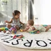 Alfabet dywan dla dzieci biała mata podłogowa dywaniki dla niemowląt mata do zabawy dla dzieci okrągłe puszyste dywaniki do salonu pluszowa mata dla dzieci