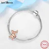 Oryginalny 100% 925 Sterling Silver Bead Charm Choinki Santa Reindeer Charms Fit Pandora Bransoletki Naszyjniki Kobiety Biżuteria Q0531