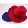 2021 Herfst Winter Western Cowboy Fedora Hoeden met Klinknagel Lederen Band Goth Top Vintage Vrouwen Mannen Wol Felt Party Formele Hoed