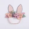 Bébé fille fleur bandeau infantile cheveux accessoires lapin lapin oreille arcs élastiques bandeaux nouveau-né bambin Photo accessoires