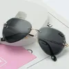 Güneş Gözlüğü Coolsir Çerçevesiz Kadın Marka Tasarımcısı Güneş Gözlükleri Degrade Tonları Kesme Lens Bayanlar Çerçevesiz Metal Gözlük UV400