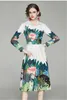 Designer Spring Women Vintage Printed Shirt Dress Sexy Slim Office Party Robe Female Elegant Floral Midi Dresses Vestidos 210525