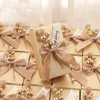 Hurtownia Gold Square Wedding Favor Favor Holders Party Candy Boxes Bridal Shower Baby Brilday Festival Pakiet Pakiety