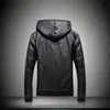 Mens Hooded Leather Jackets Men Business Casual Plus Thick Warm Windproof Fleece PU Leather Coats Motorcycle Suede Jacket 5XL 220125