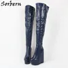 Sorbern Black Extreme High Heel Women Boots Kliny Grube Platformy Niestandardowe Unisex Winter Boot Shoes-Order