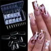 100st Franska Fake Nails Natural Solid Color Matte Full Half Tips False Nail Set Manicure Art Tool